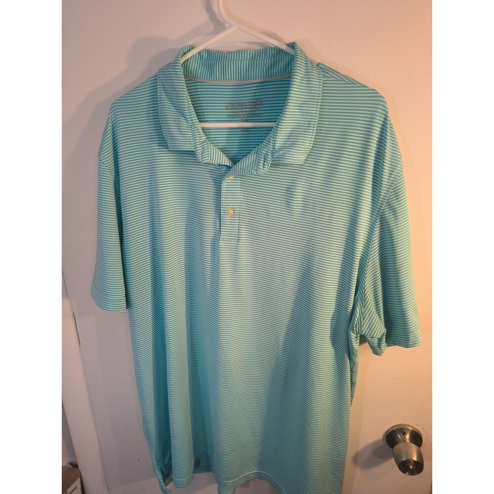 Jim Nantz by Vineyard Vines Polo Shirt Mens XXL Blue White Stripe Brrr